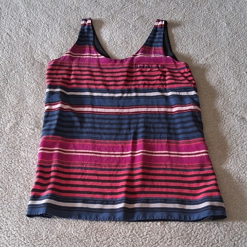 Joie Vibrant Striped Tank Top 100% Silk Medium